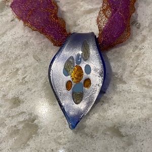 2/$10 Glass Necklace Blue and Silver
